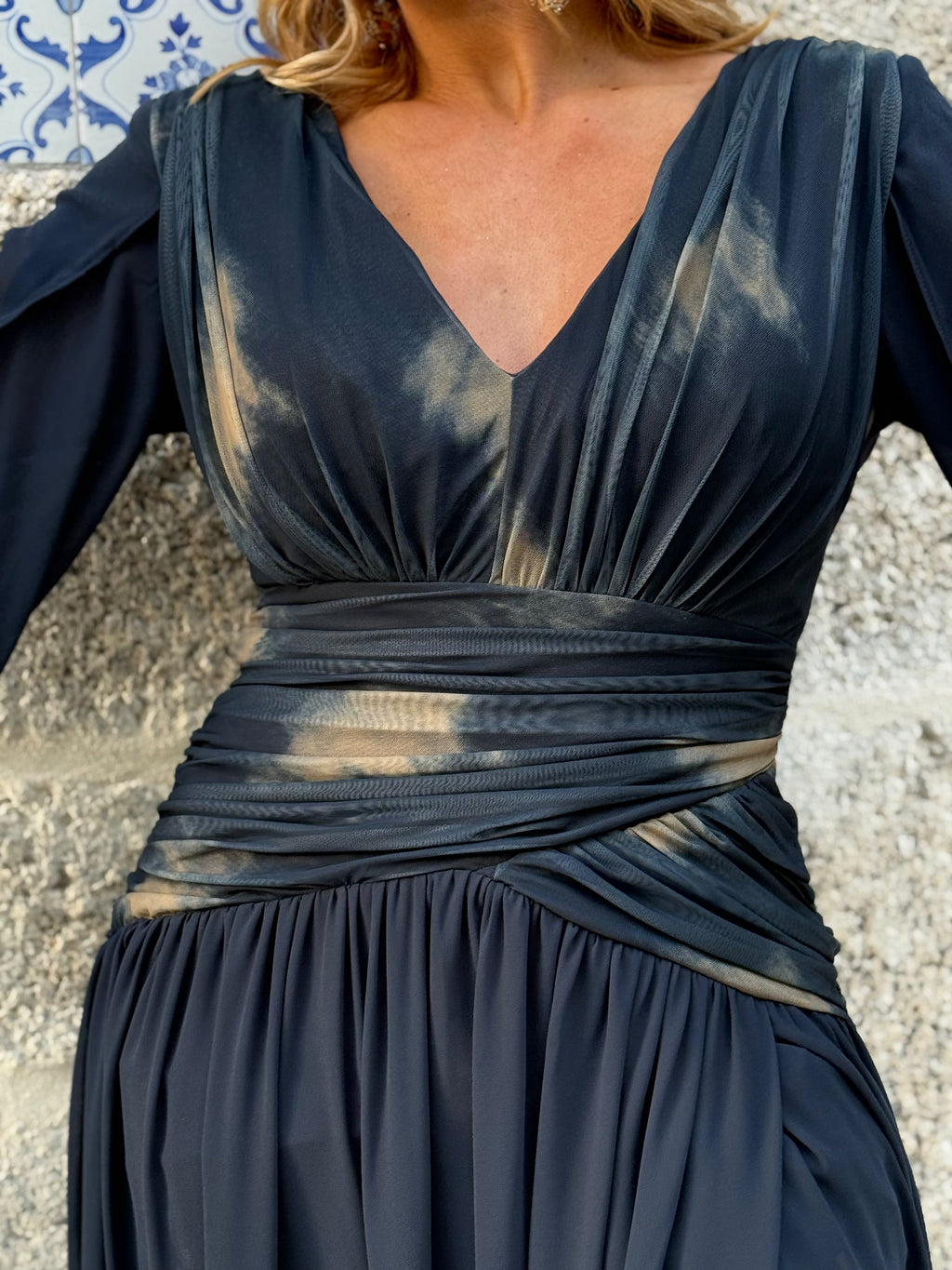 Vestido com manga esvoaçante