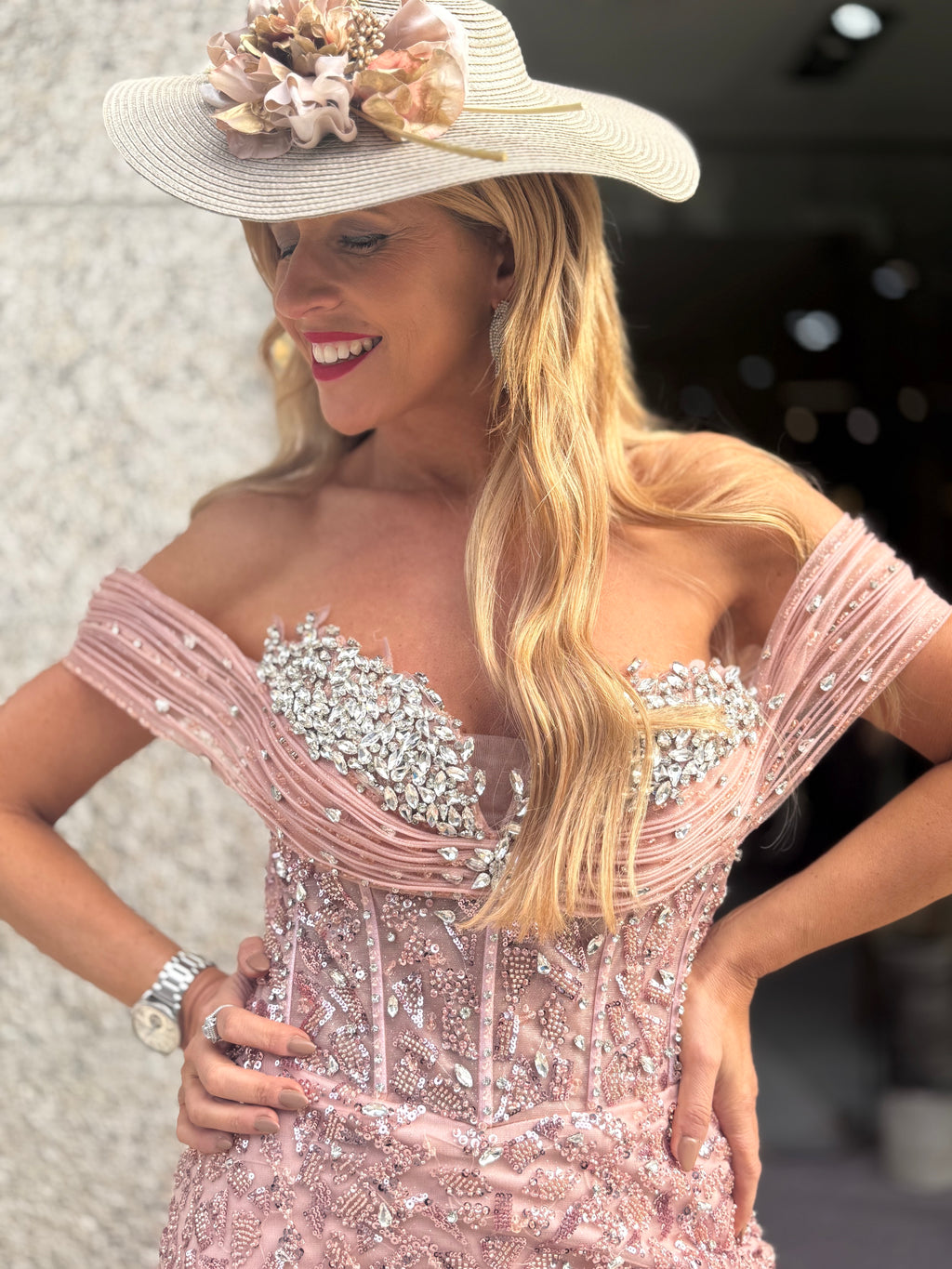 VESTIDO ROSA NUDE ELEGANTE