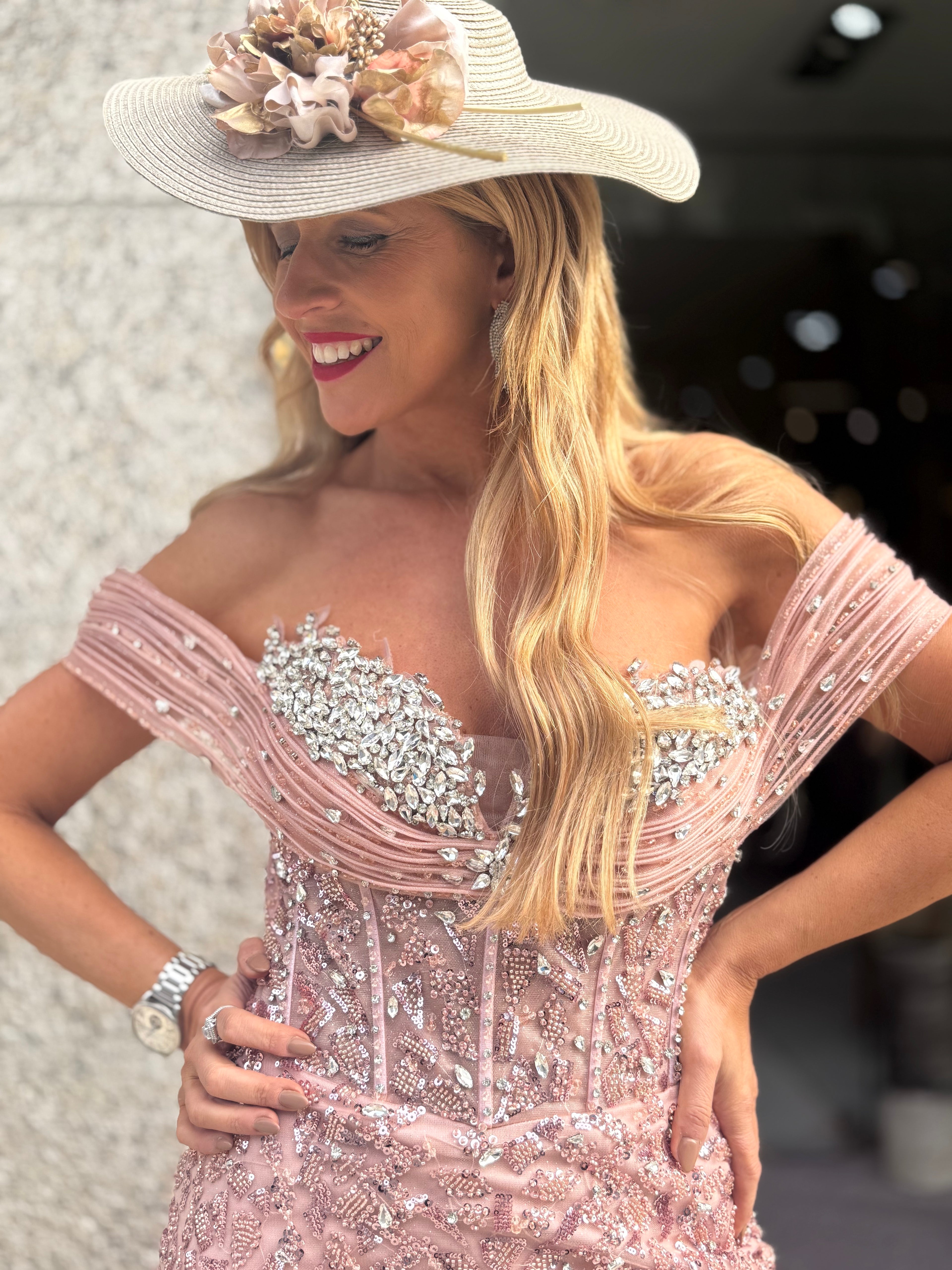 VESTIDO ROSA NUDE ELEGANTE