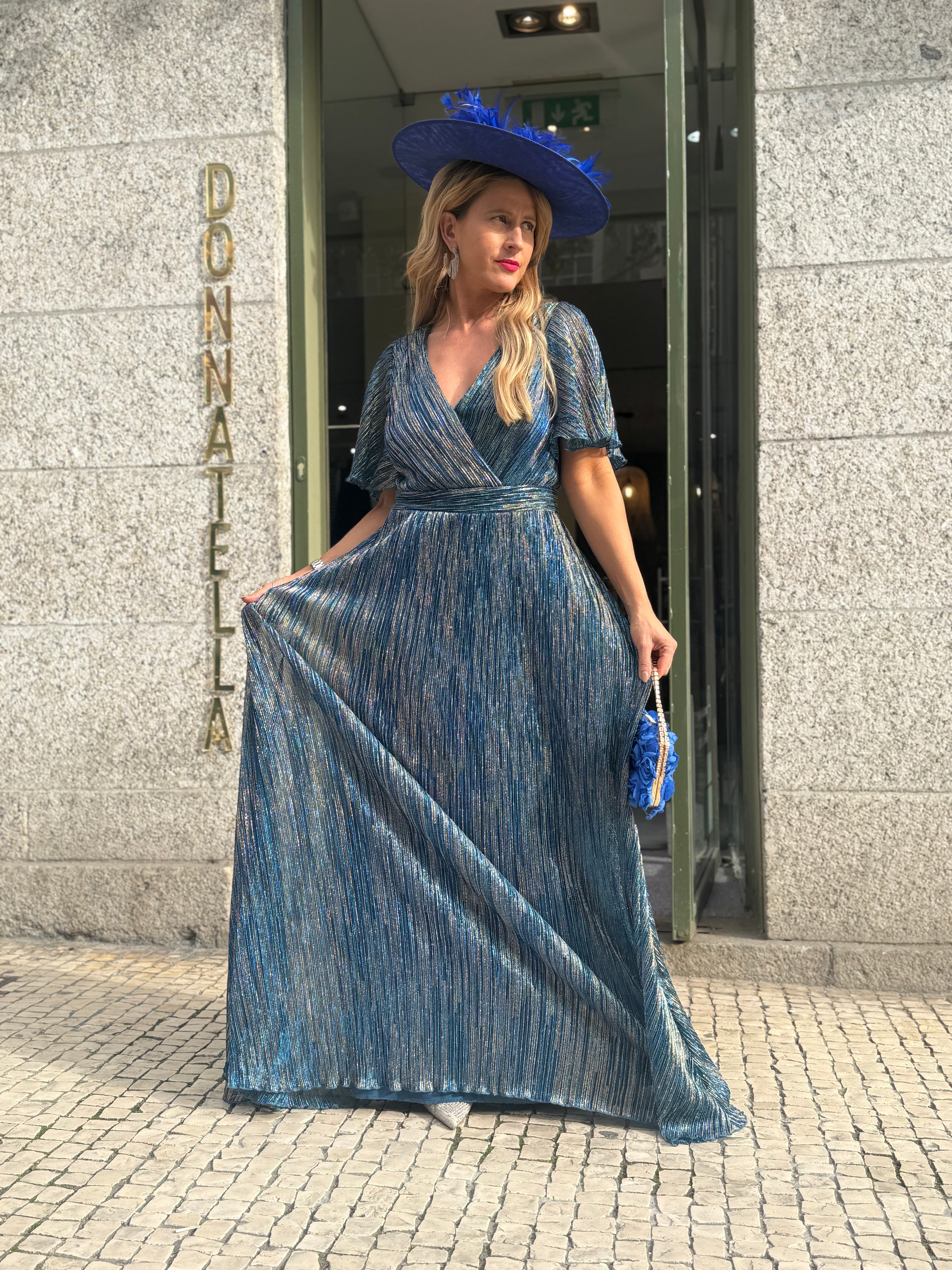 VESTIDO METALIZADO PLISSADO