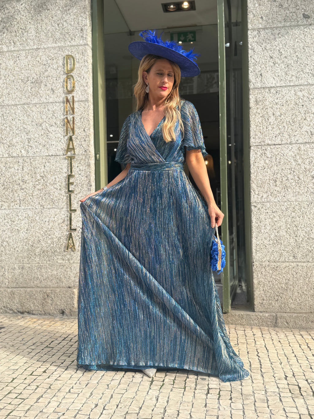 VESTIDO METALIZADO PLISSADO