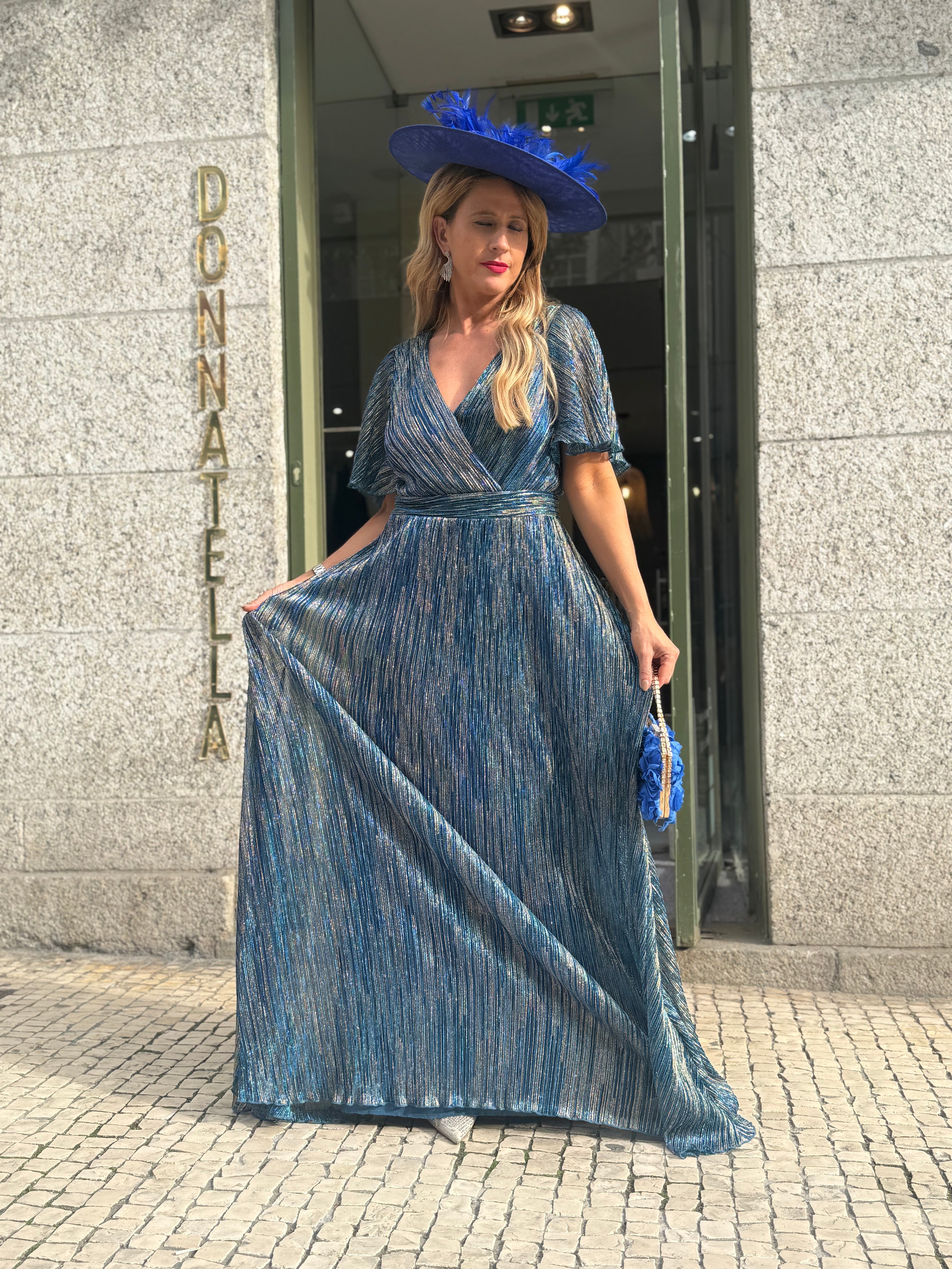 VESTIDO METALIZADO PLISSADO