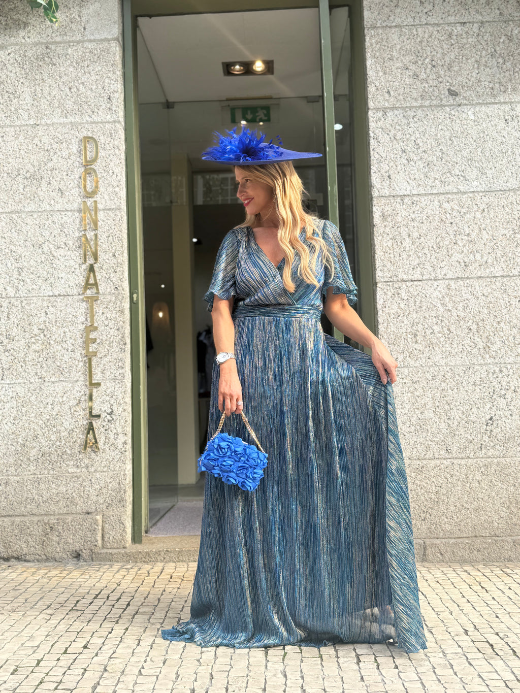 VESTIDO METALIZADO PLISSADO