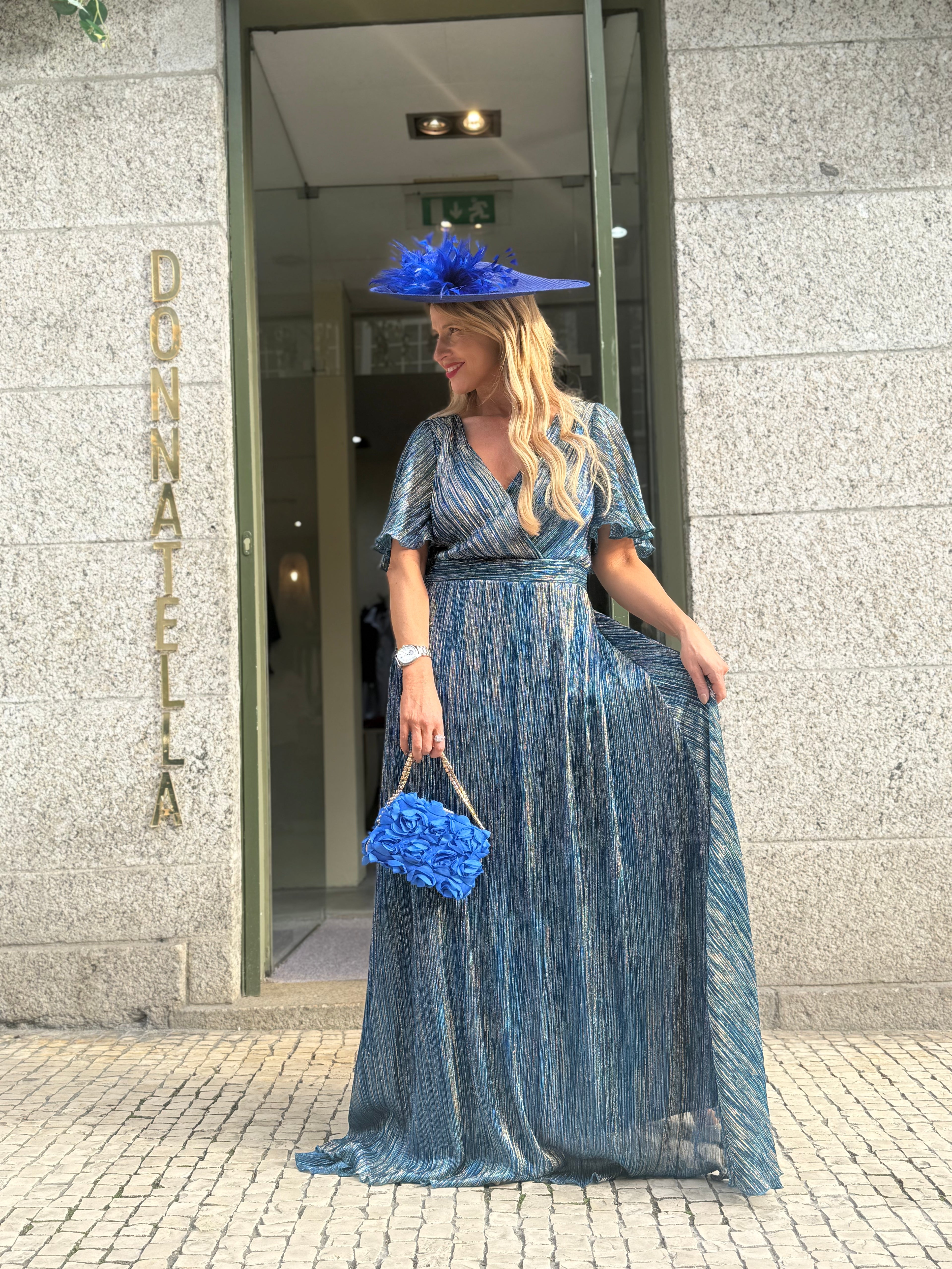 VESTIDO METALIZADO PLISSADO