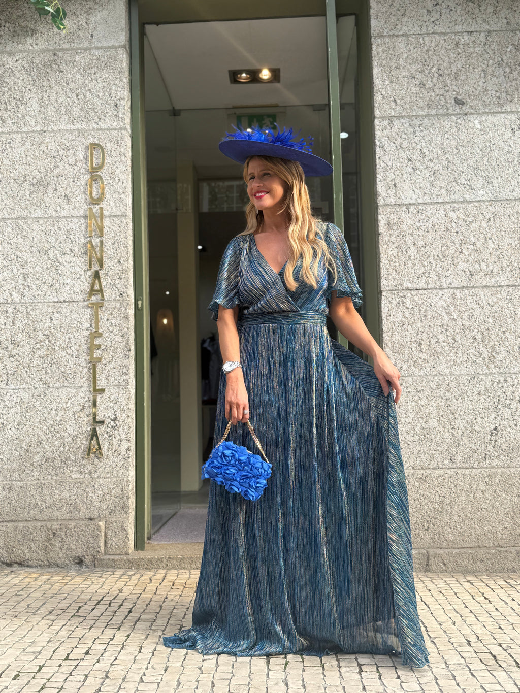 VESTIDO METALIZADO PLISSADO