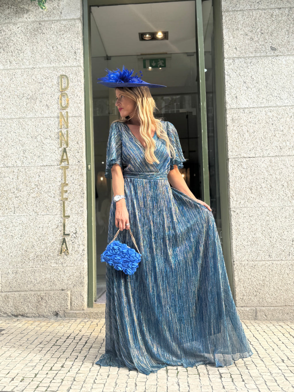 VESTIDO METALIZADO PLISSADO