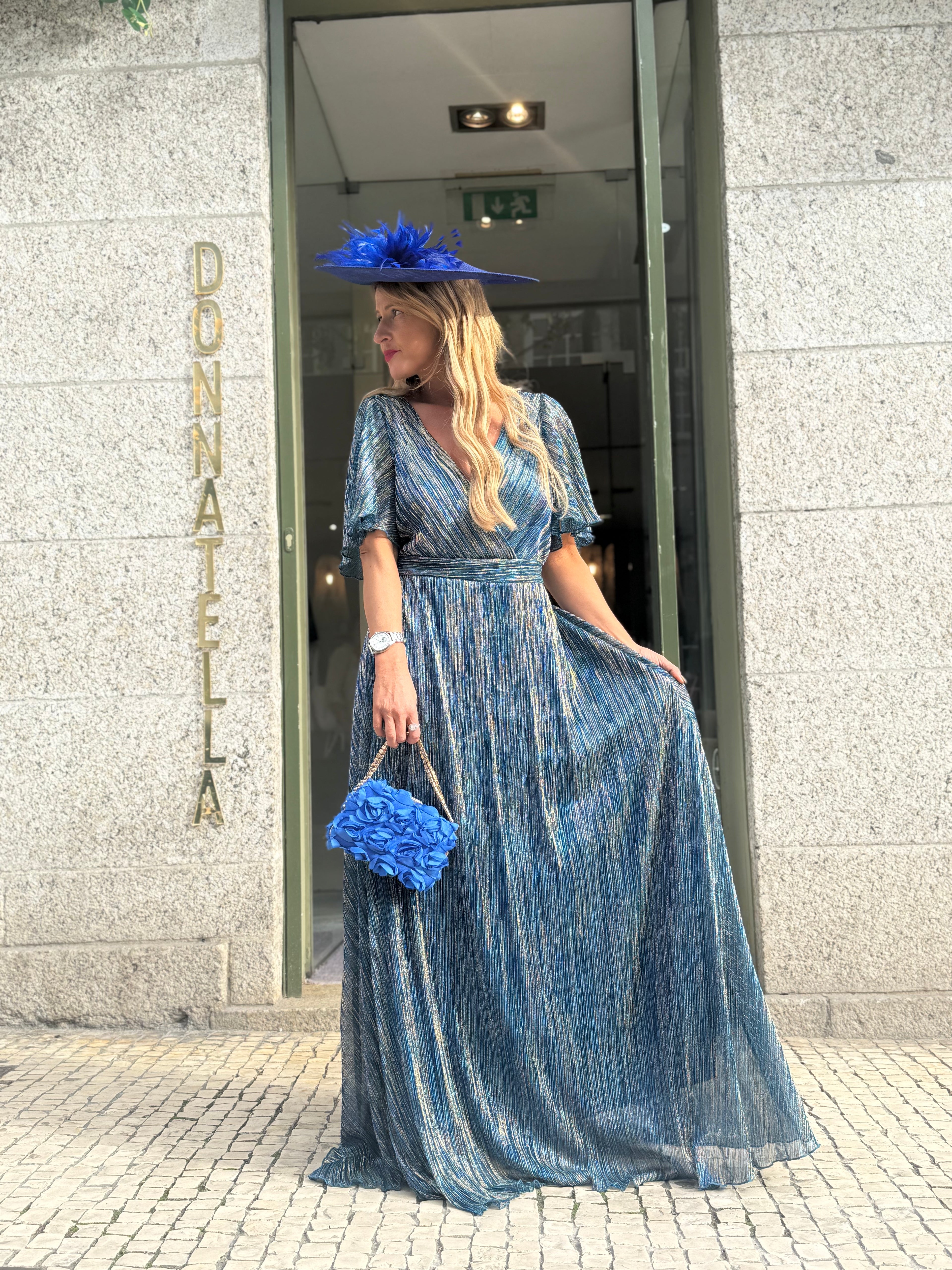 VESTIDO METALIZADO PLISSADO
