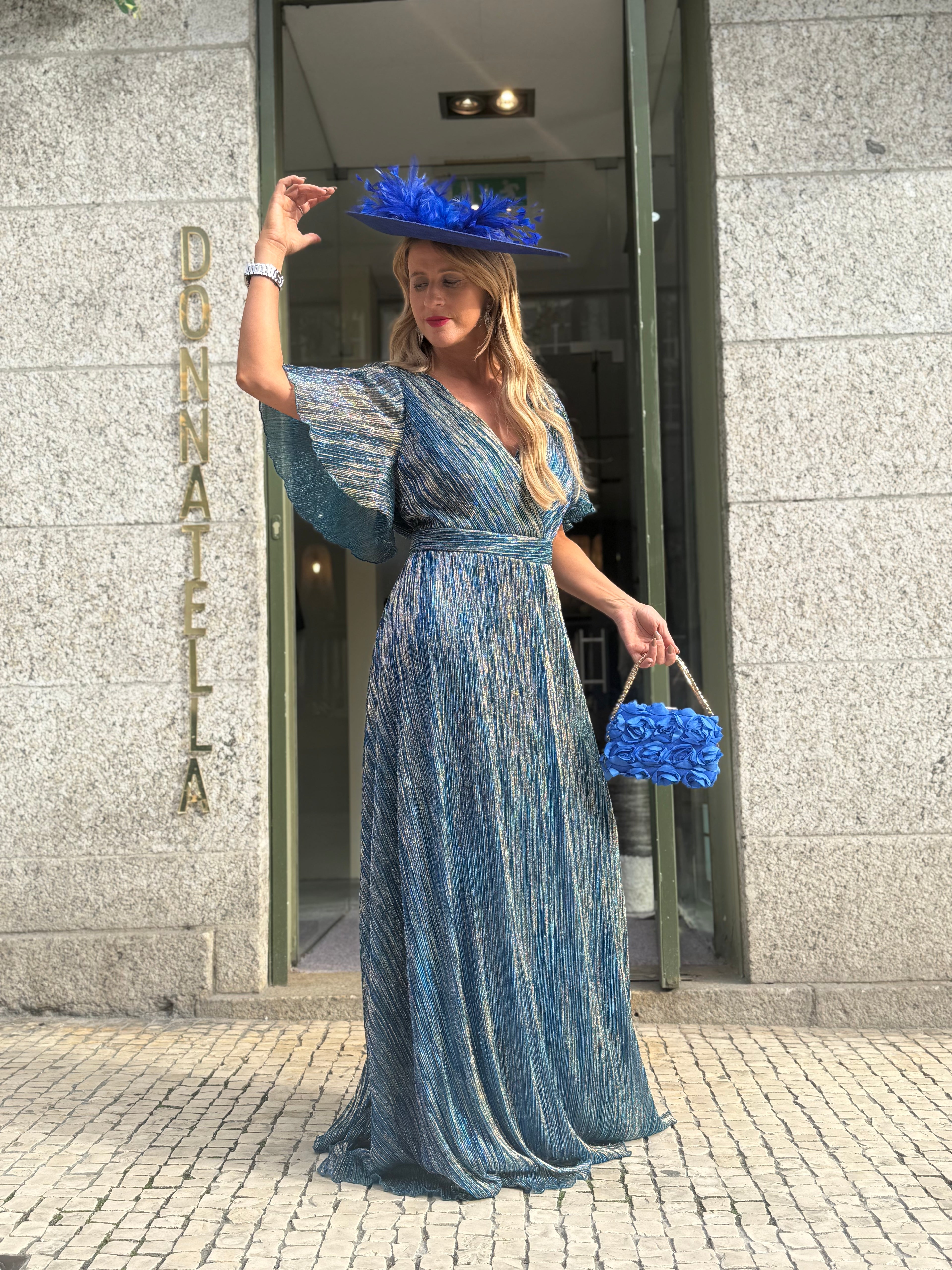 VESTIDO METALIZADO PLISSADO