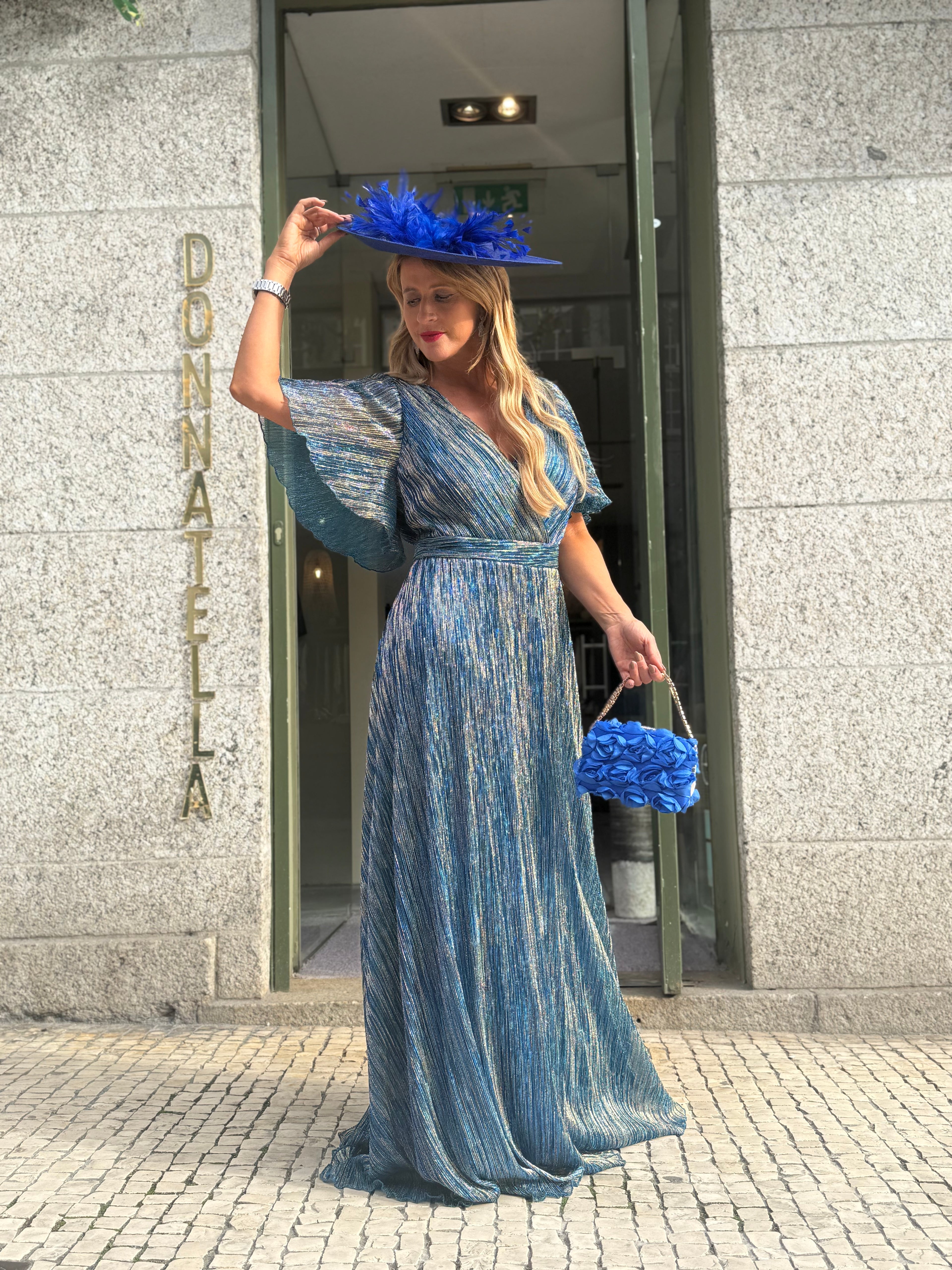 VESTIDO METALIZADO PLISSADO