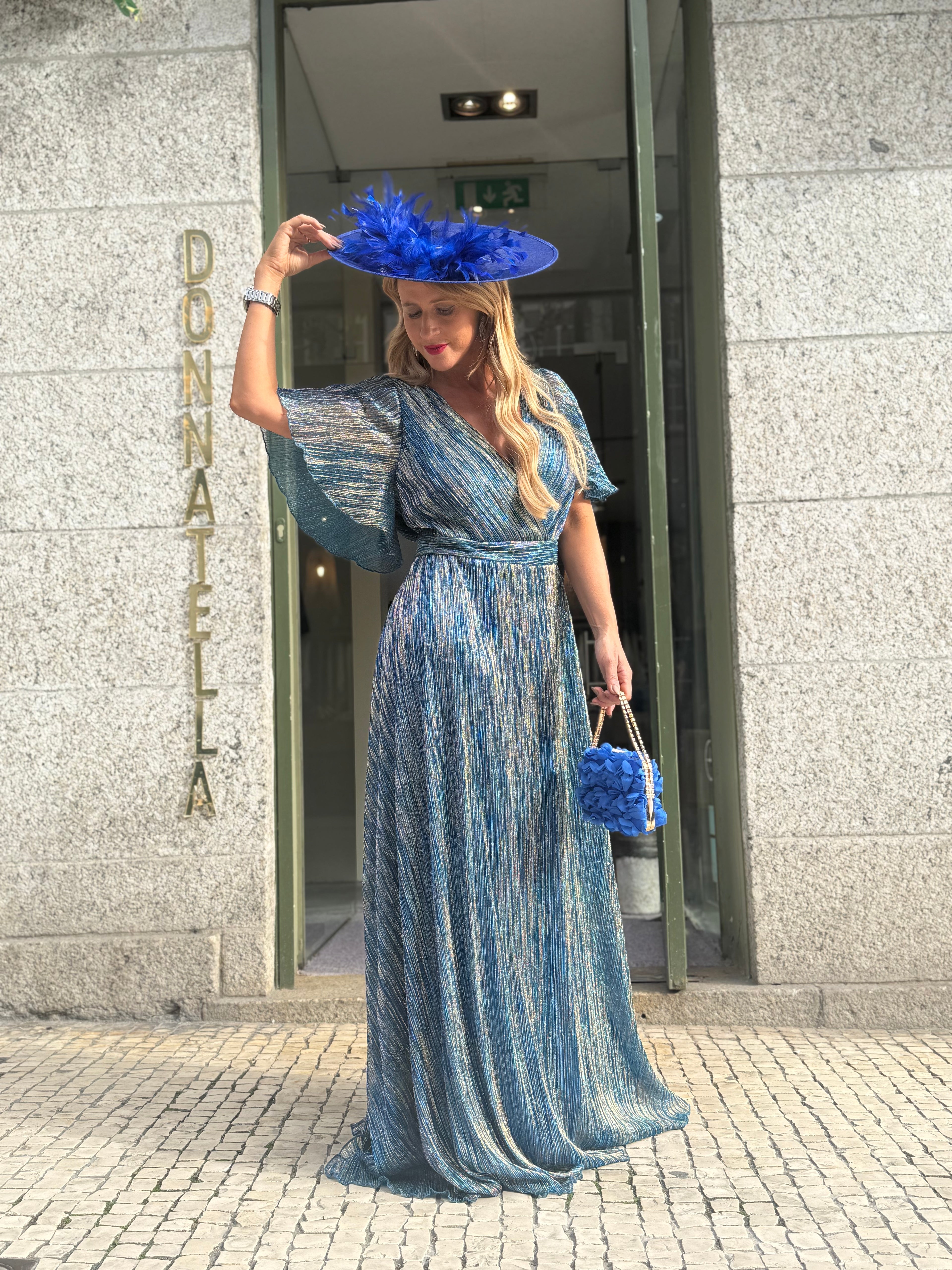 VESTIDO METALIZADO PLISSADO