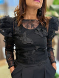 Blusa de transparente preta com proteção