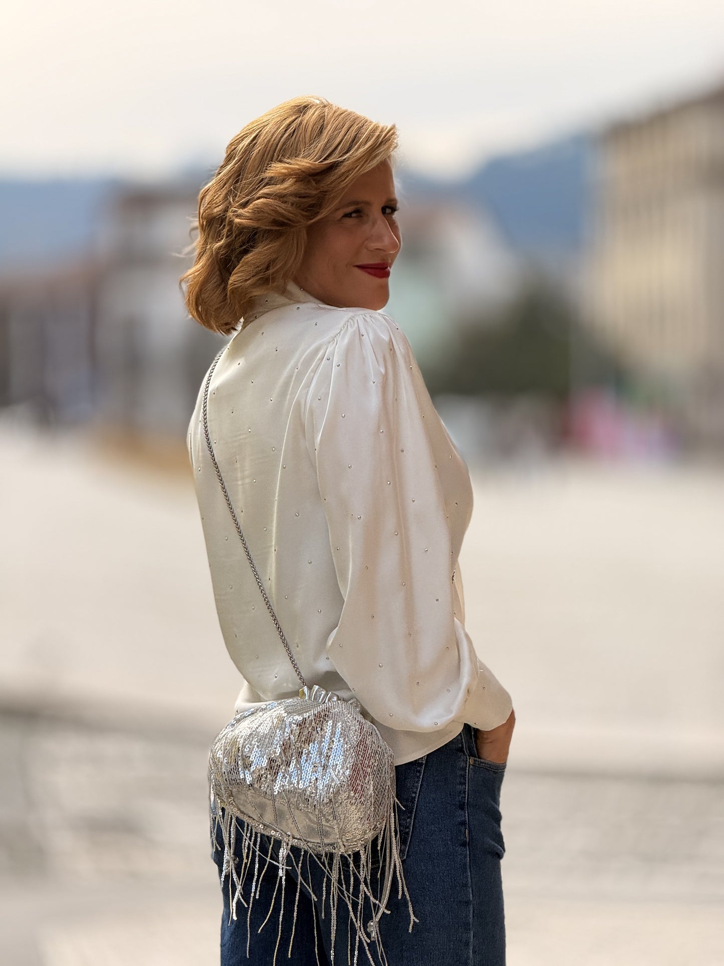 Blusa gola brilhante
