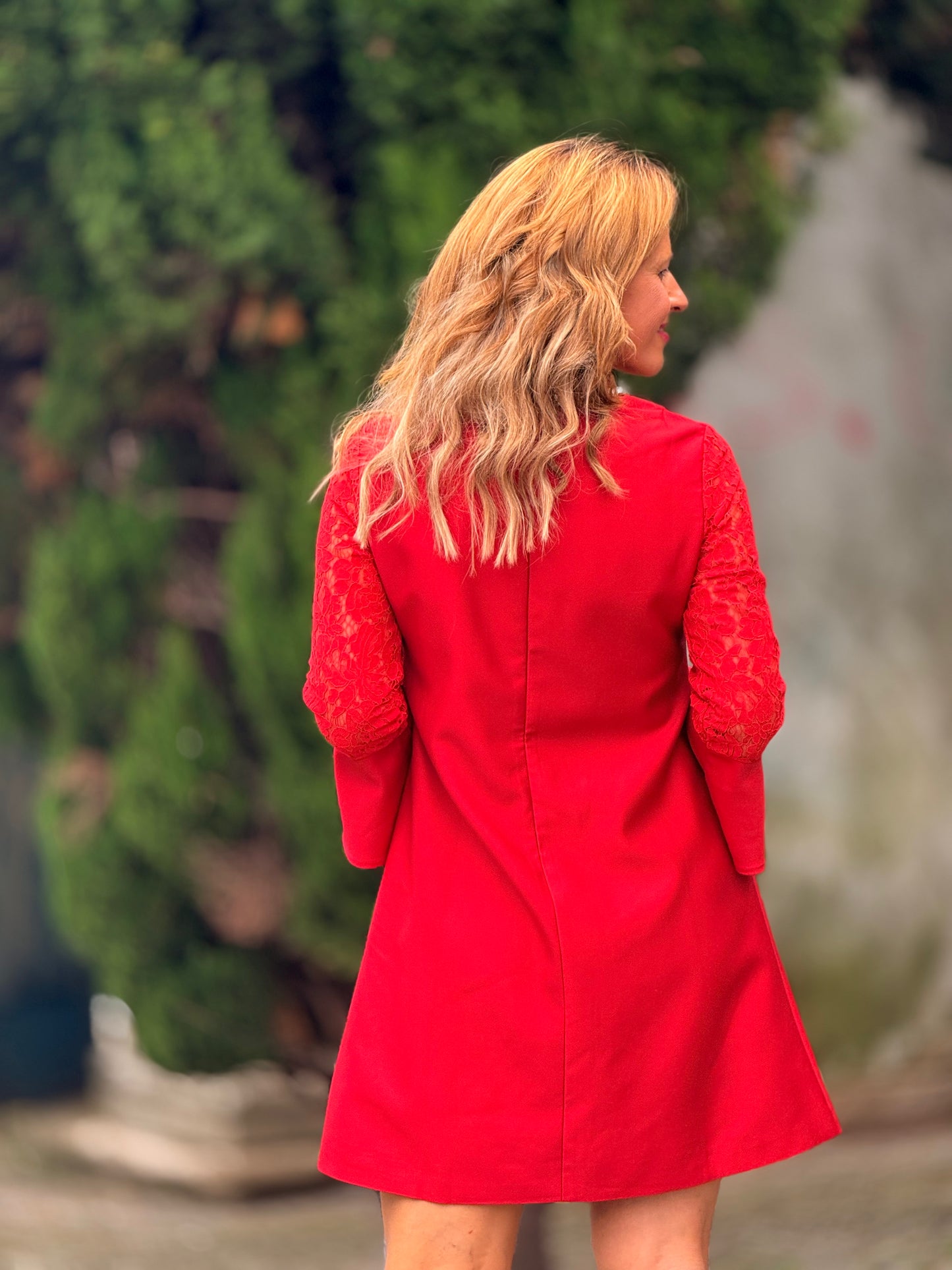 Vestido com brilho e renda