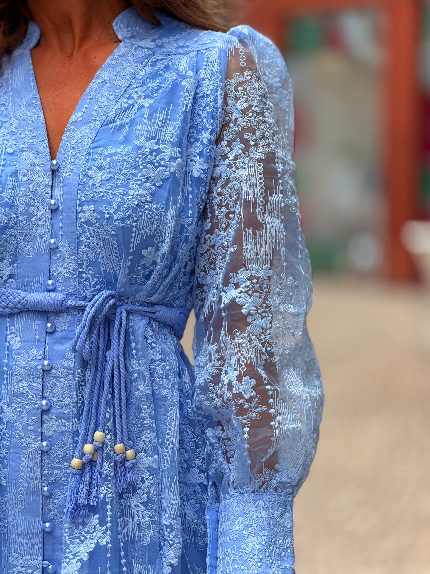 Vestido renda com cinto