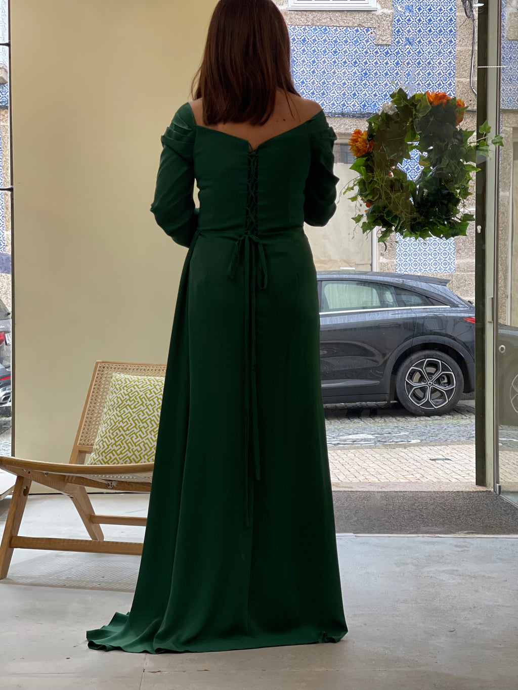 Vestido decote coração