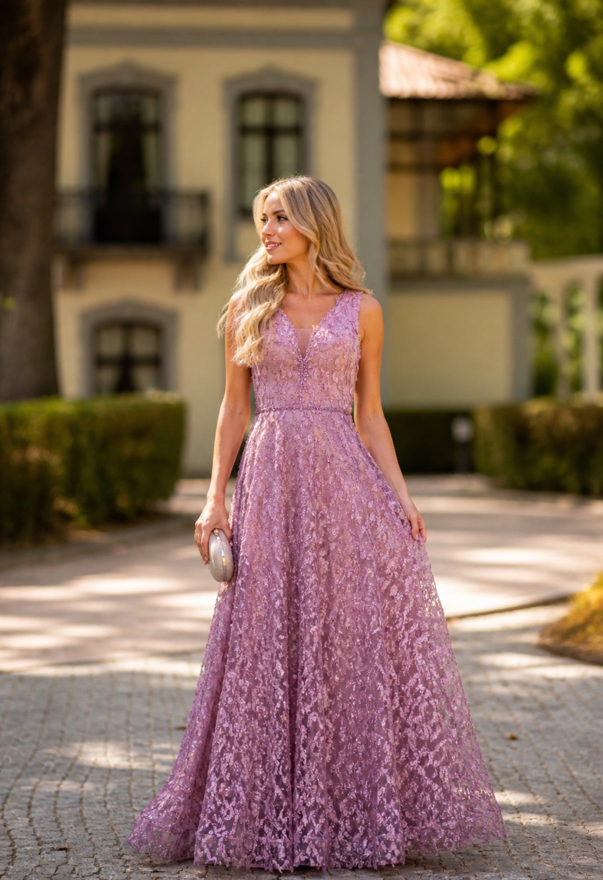 VESTIDO ROSA TEXTURIZADO