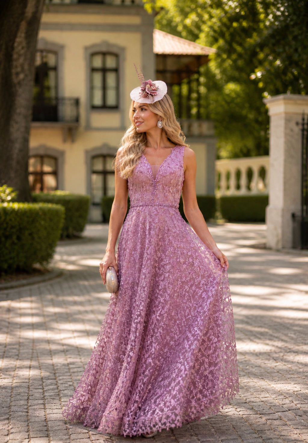 VESTIDO ROSA TEXTURIZADO