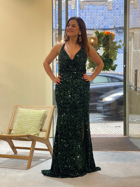 VESTIDO SEREIA LANTEJOULAS