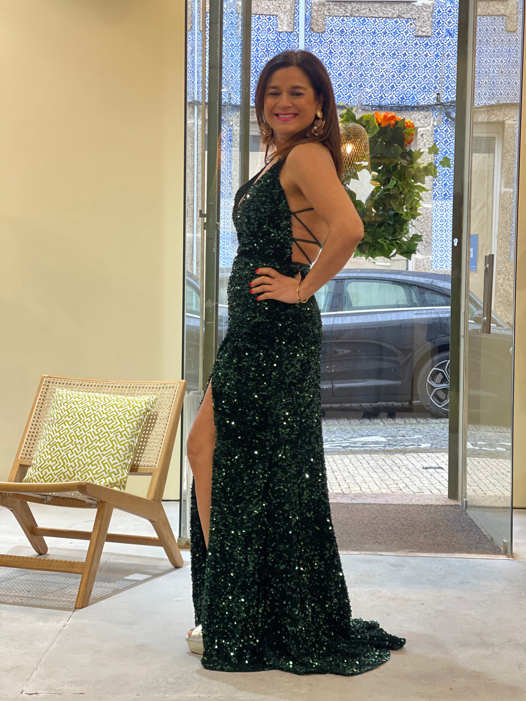 VESTIDO SEREIA LANTEJOULAS