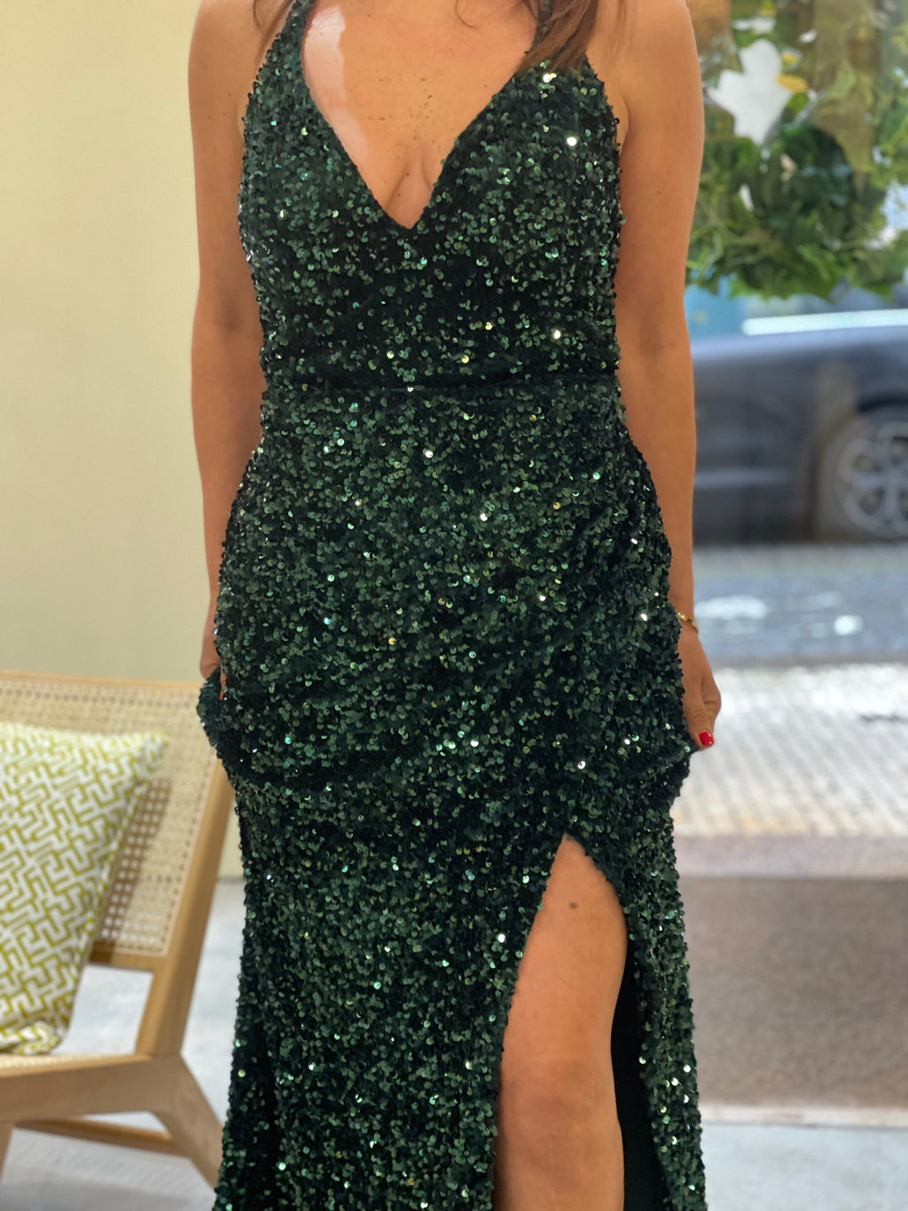 VESTIDO SEREIA LANTEJOULAS