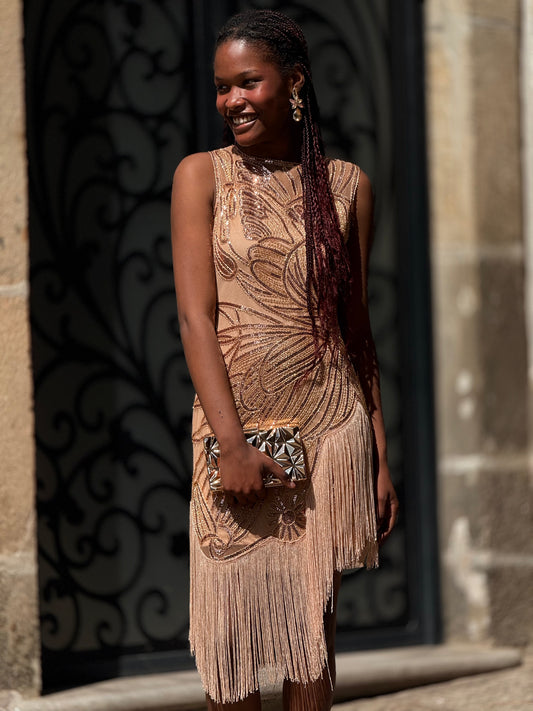 Vestido lantejoulas e franjas