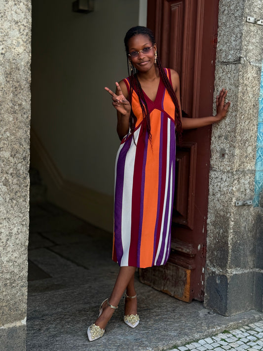 Vestido malha listras