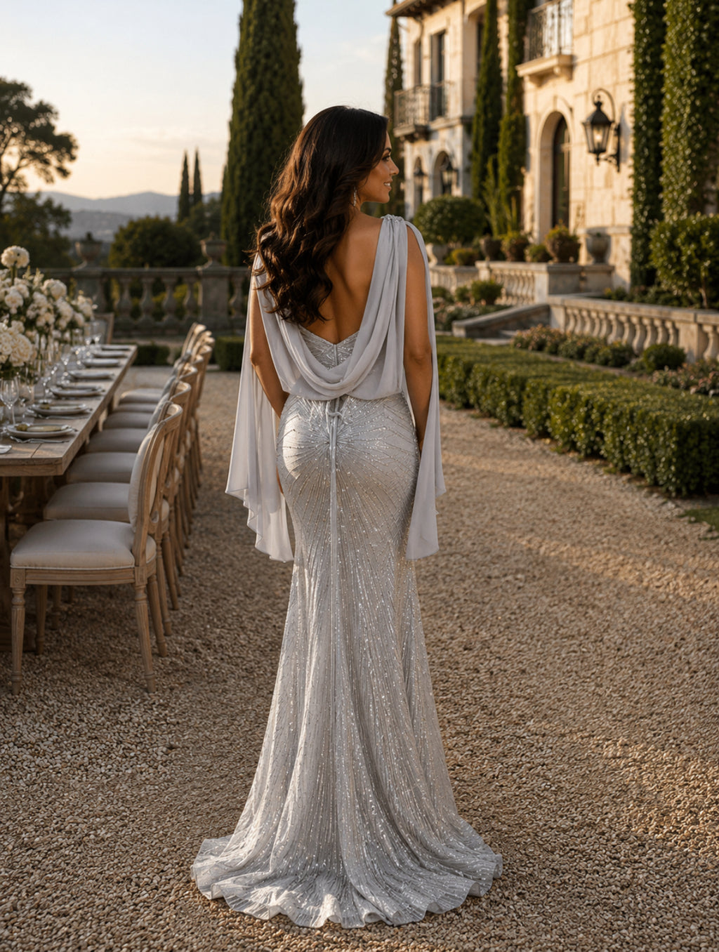 VESTIDO PRATEADO PEDRARIA