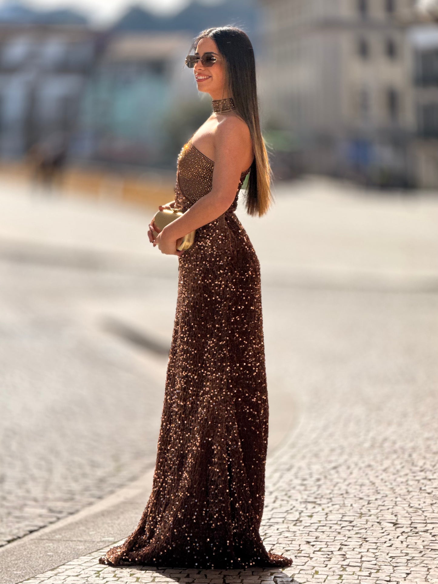 Vestido lantejoulas e brilho