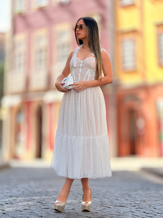 Vestido tule de pintas