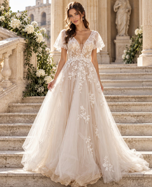 VESTIDO DE NOIVA COM FUNDO NUDE
