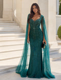 VESTIDO VERDE COM CAPA