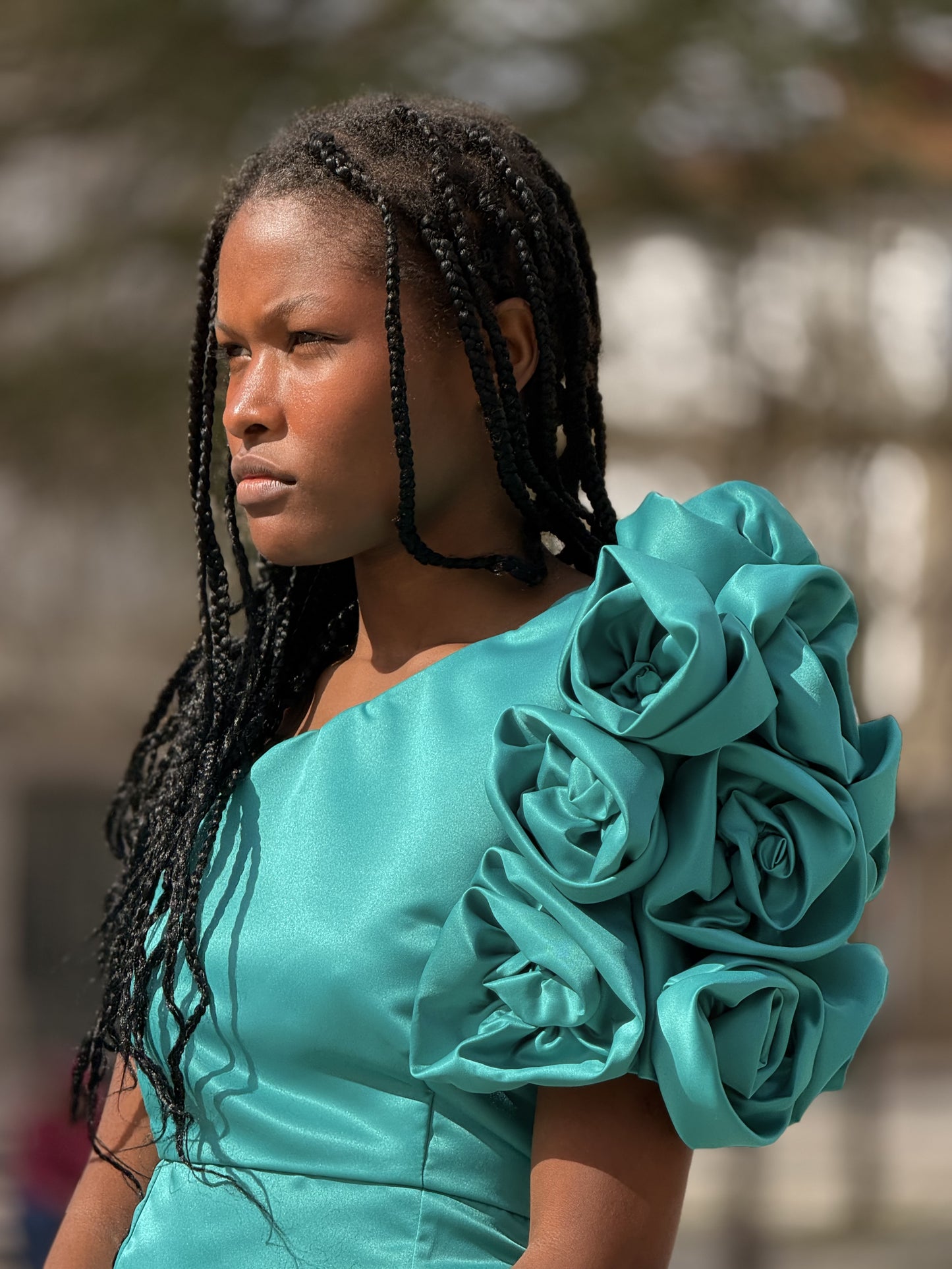 Vestido manga rosas
