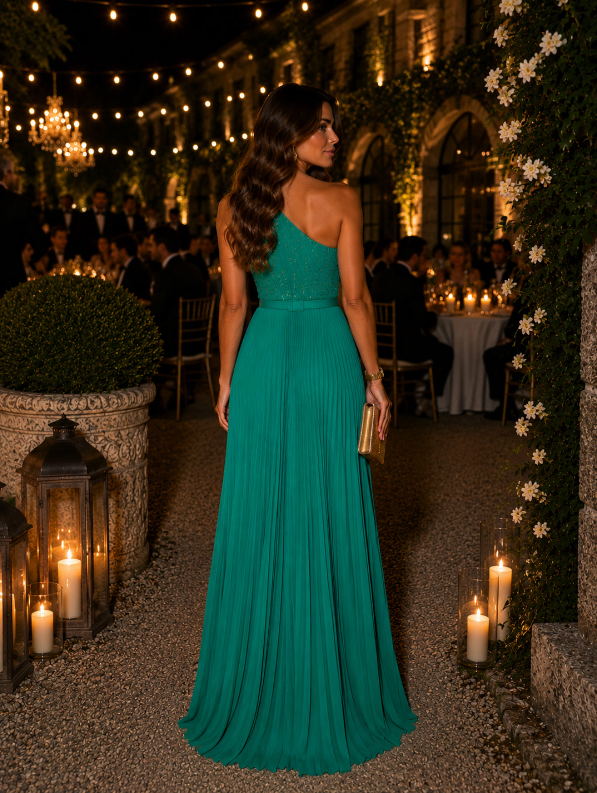 VESTIDO VERDE PLISSADO