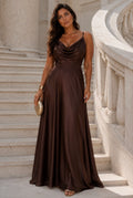VESTIDO CASTANHO ACETINADO