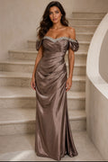 VESTIDO CASTANHO ACETINADO