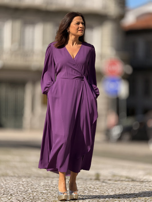Vestido cruzado e folho SILVINA CAMPOS