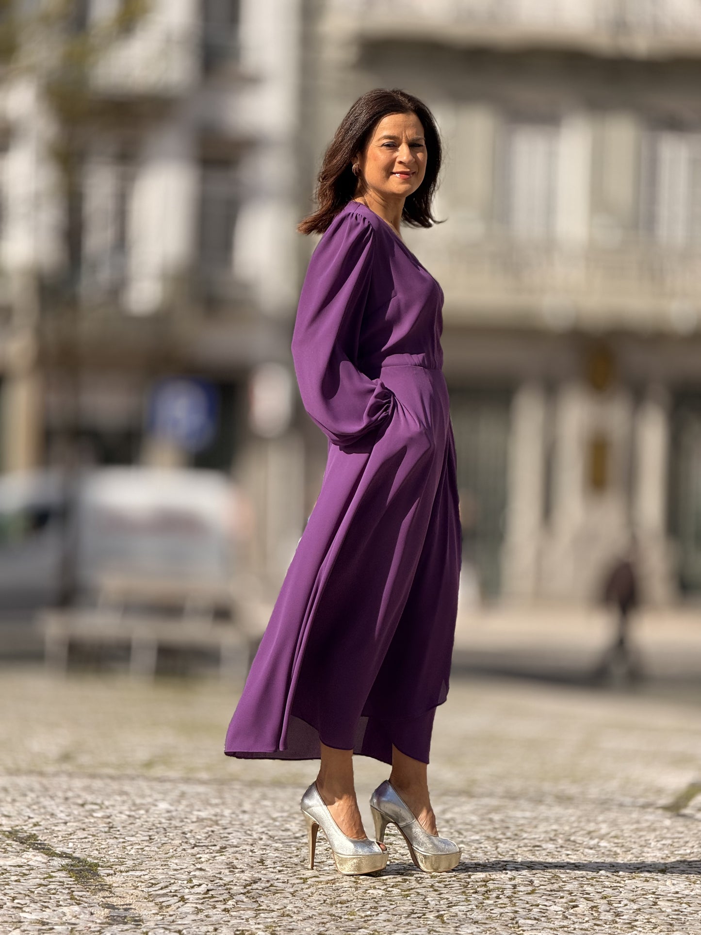 Vestido cruzado e folho SILVINA CAMPOS