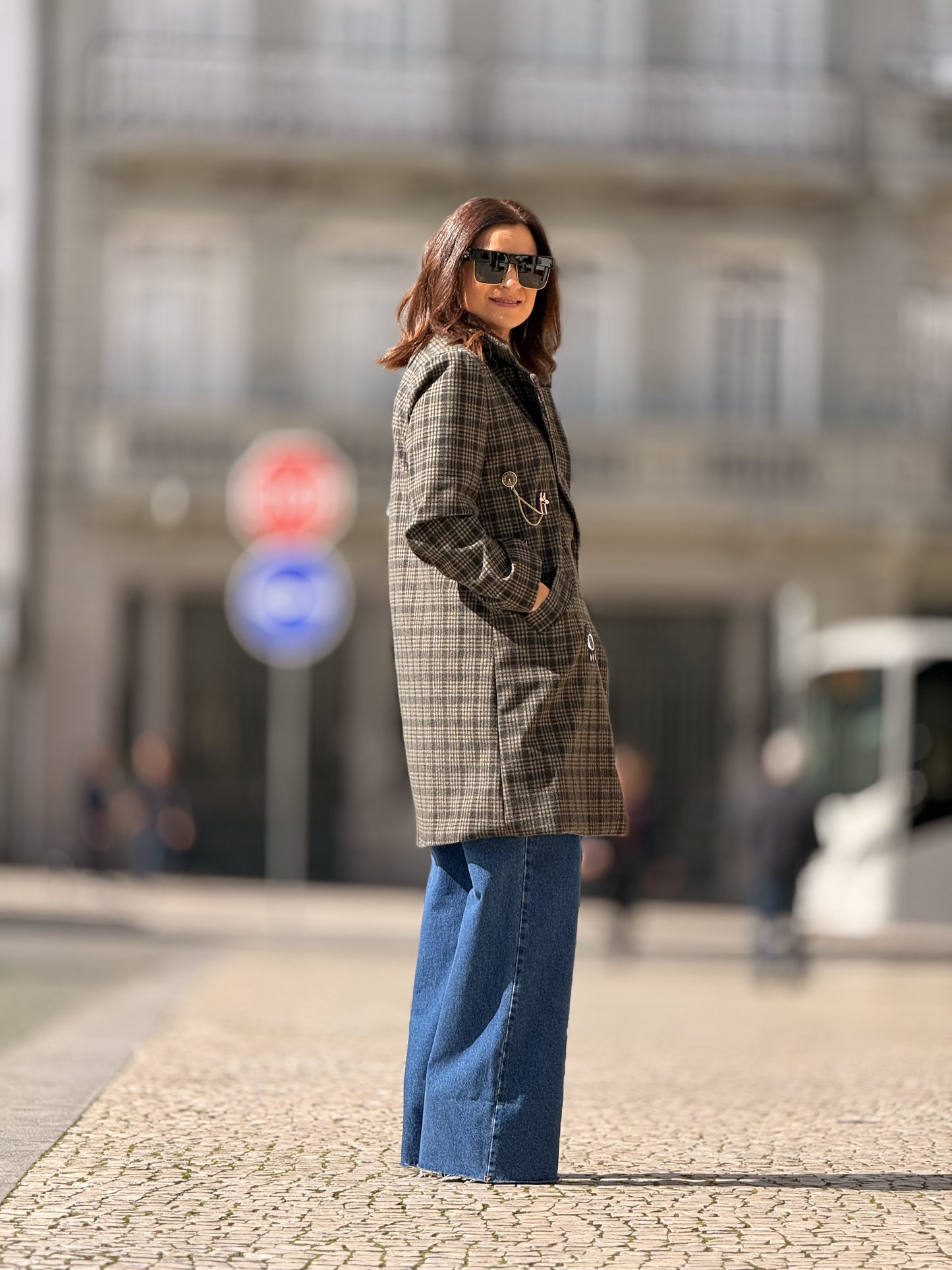 Blazer comprido com bordados