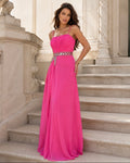 VESTIDO FUSCIA COM APLICAÇÃO