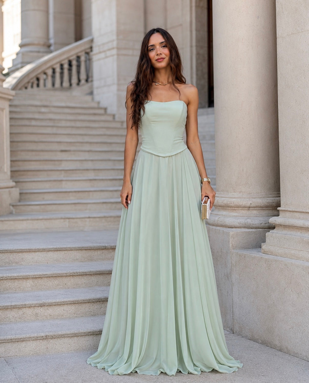 VESTIDO LONGO COM ECHARPE