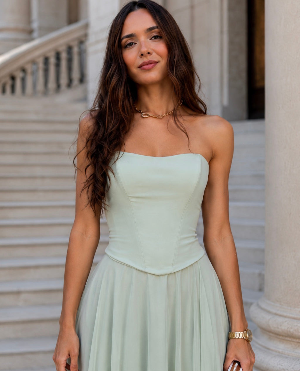 VESTIDO LONGO COM ECHARPE