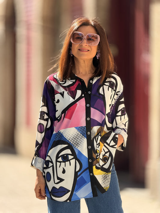 Blusa padrão e brilho
