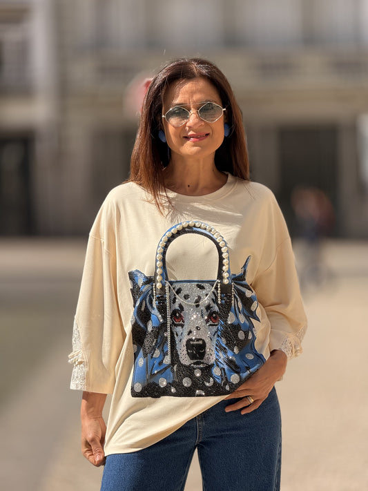 T-shirt dálmata em brilho