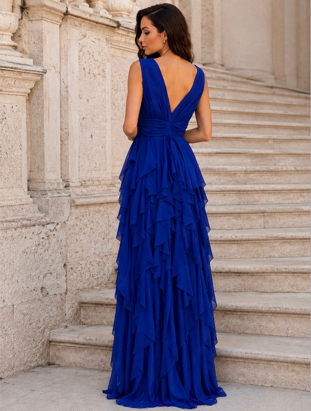 VESTIDO FOLHOS AZULÃO