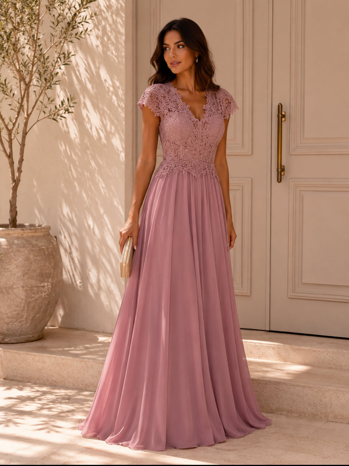 VESTIDO ROSA RENDADO