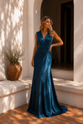 VESTIDO AZUL CETIM