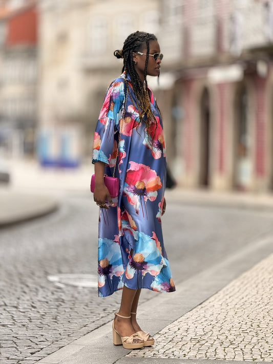 Vestido cetim midi