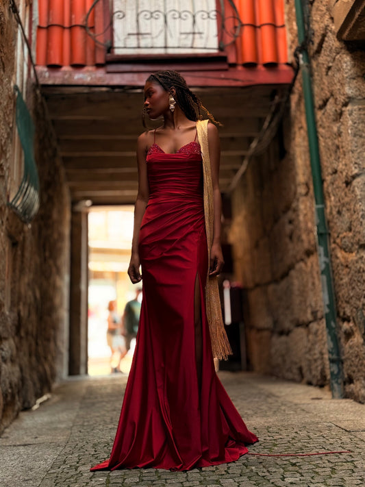 Vestido brilho na copa