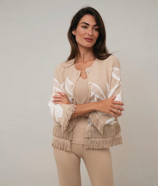 CASACO DE MALHA COM FRANJAS