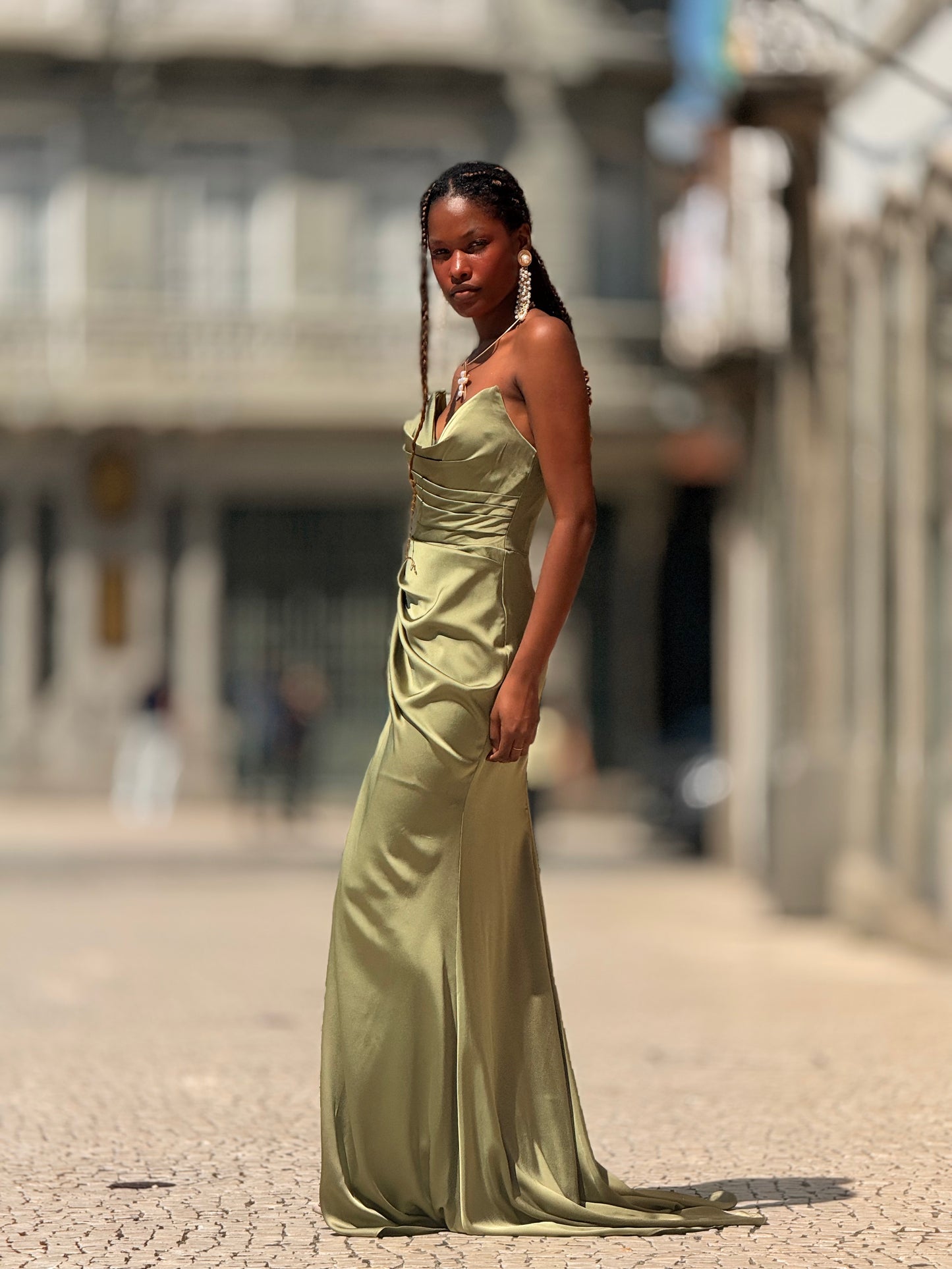 Vestido cai-cai olive